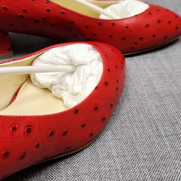 Sarah Flint Laurel 30 Cherry Ostrich Embossed Calf Pumps. 7.5 - Picture 10 of 11